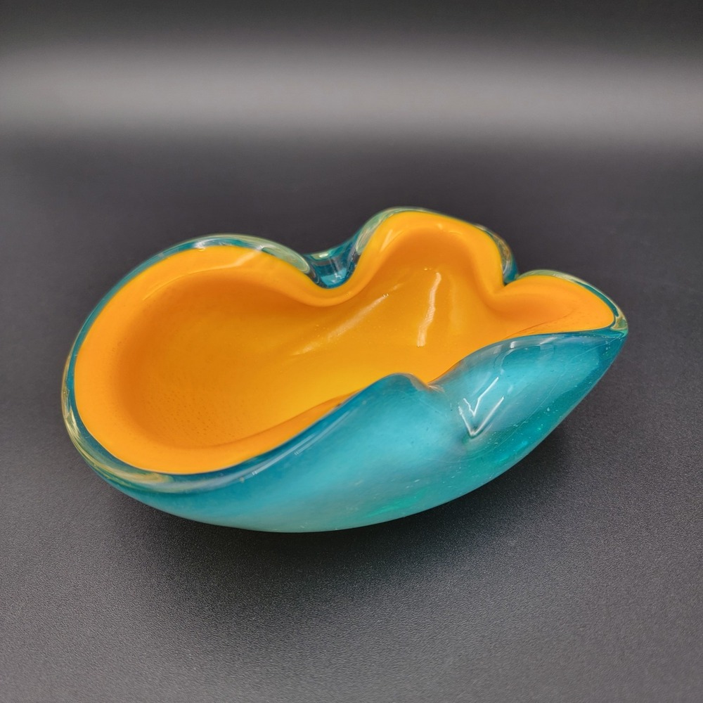 Murano ARCHIMEDE SEGUSO Art Glass BOWL or Ashtray GOLD DUST Sommerso READ‎